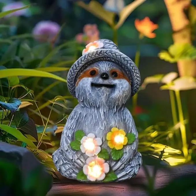 Solar Garden Outdoor Statues Adorable Sloth Figurine Lights with 4 LEDs, Ideal Garden Decor for Lawn, Patio, Balcony and Yard. Exquisite Lawn Ornament and Unique Gifts for Mom and Grandma by GreenHaven Gardens