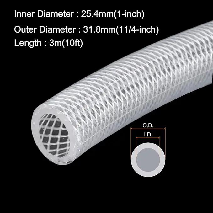 1" x 1 1/4" Braided Clear Plastic PVC Tubing 10ft High Pressure Flexible Reinforced Vinyl Tube, [for Garden Irrigation, Water Hose, Fish Tank, Water Transfer] - 25.4x31.8mm by GreenHaven Gardens
