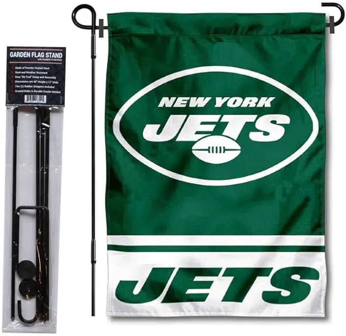 WinCraft New York Jets Garden Flag and Pole Stand Holder by GreenHaven Gardens
