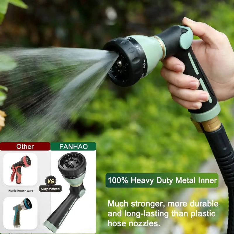 FANHAO Garden Hose Nozzle Heavy Duty, 100% Metal Water Hose Nozzle Sprayer with 8 Spray Patterns, High Pressure Sprayer Nozzle with Thumb Control, On Off Valve for Garden Watering, Car & Pet Washing by GreenHaven Gardens