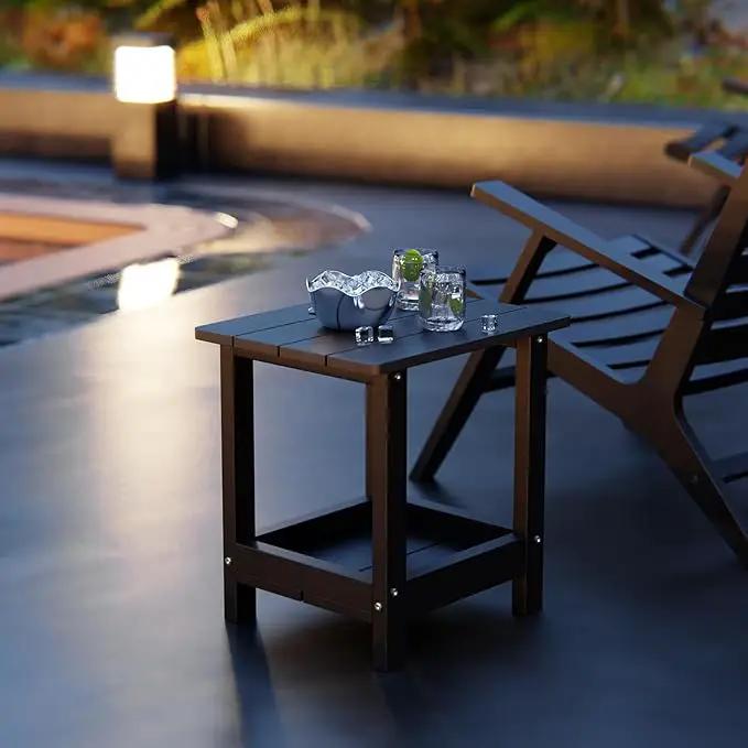 Adirondack Outdoor Side Table with 2 Layer Storage Small Adirondack Square Side Tables for Outside Weather Resistant Patio End Table for Pool, Backyard, Indoor Companion, Front Porch, Black by GreenHaven Gardens