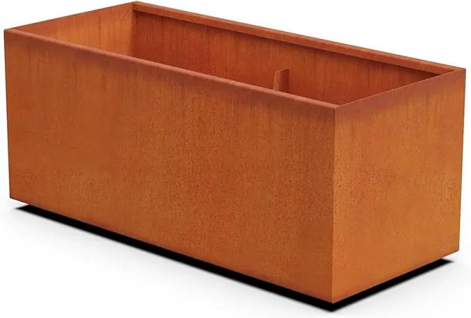 46-Inch Corten Steel Planter Box - Large Rectangular Planter for Outdoor Plants | Modern Heavy Duty Metal Design | Made in USA by GreenHaven Gardens