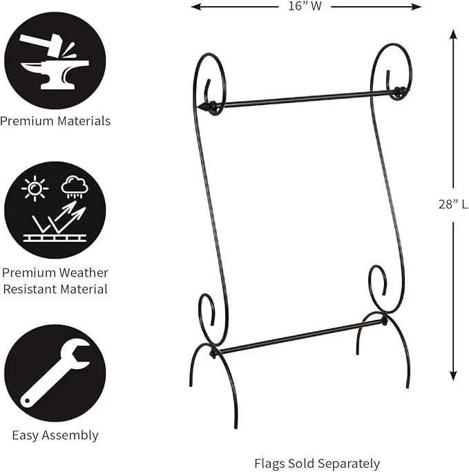 Evergreen Flag Scroll American Garden Flag Stand | Premium Metal Iron Garden Flag Holder Stand for Outside House Decor | Fits 12x18 Garden Flags for Outside by GreenHaven Gardens