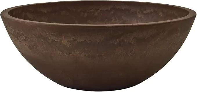 PSW Pot M25C Collection Shallow Garden Bowl Low Planter for Succulents, Bonsai, Fairy Gardens, Herbs, 10-inch, Chocolate by GreenHaven Gardens