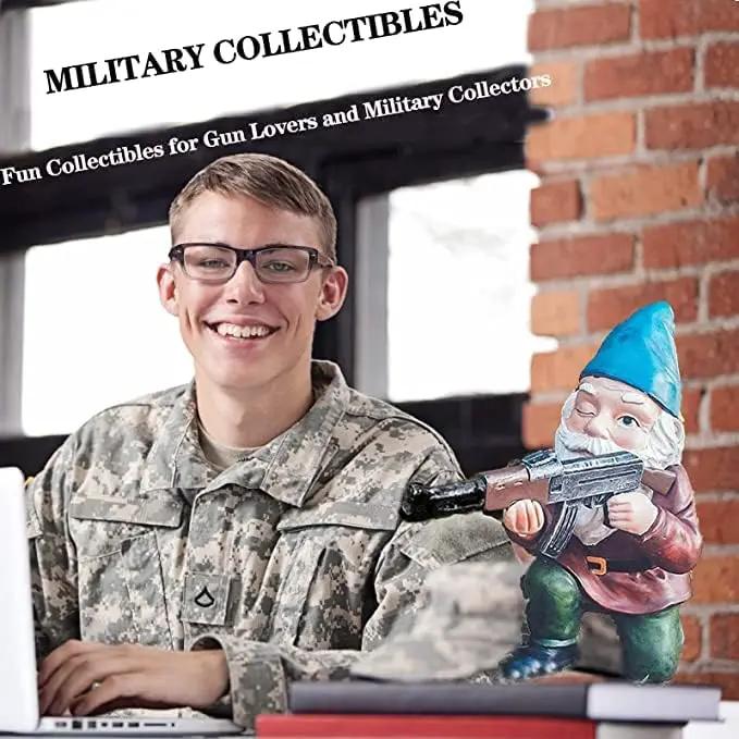 Garden Gnomes, 4.5inch Gnome Statues, Military Gnome with Gun, Funny Army Gnomes Decorations for Yard, Indoor Outdoor Halloween Christmas Thanksgiving Gifts (Red+Yellow+Blue) by GreenHaven Gardens