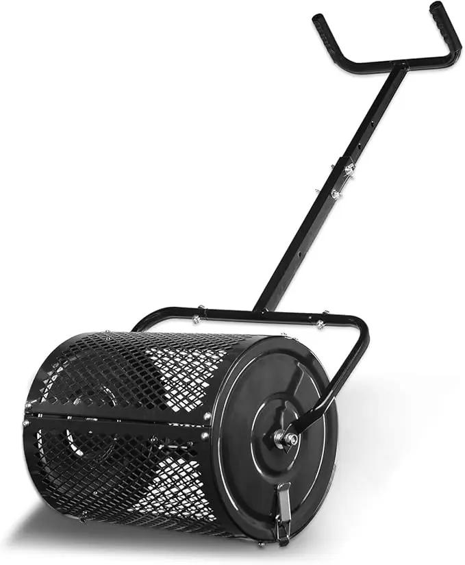 Heavy-Duty Compost Spreader for Lawn,Peat Moss Spreader,Fertilizer Spreader Roller with Adjustable Handle,Manure Spreaders for for Lawn Top Dressing,Seedling,Top Soil,Heavy Duty Metal Mesh Lawn Roller by GreenHaven Gardens