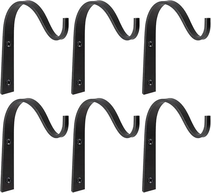 Mkono 6 Pack Iron Wall Hooks for Hanging Plant Lanterns, Plant Hanger Fence Metal Bracket for Bird Feeders, Wind Chimes, Mason Jar Sconces, Light Outdoor Indoor Rustic Home Decor, 3 Inch by GreenHaven Gardens
