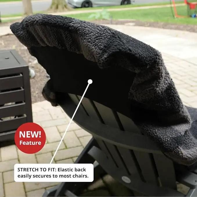 CITYBONFIRES The Chair Blanket – Reversible, Waterproof & Sherpa-Lined - Stretchable Elastic Back - Original Patio Chair Cover – Ideal for Homes and Outdoor Furniture- with Carry Pouch – Grey Plaid by GreenHaven Gardens
