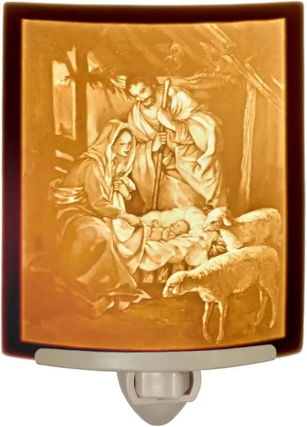 Nativity - Translucent Porcelain Lithophane Christmas Night Light by GreenHaven Gardens