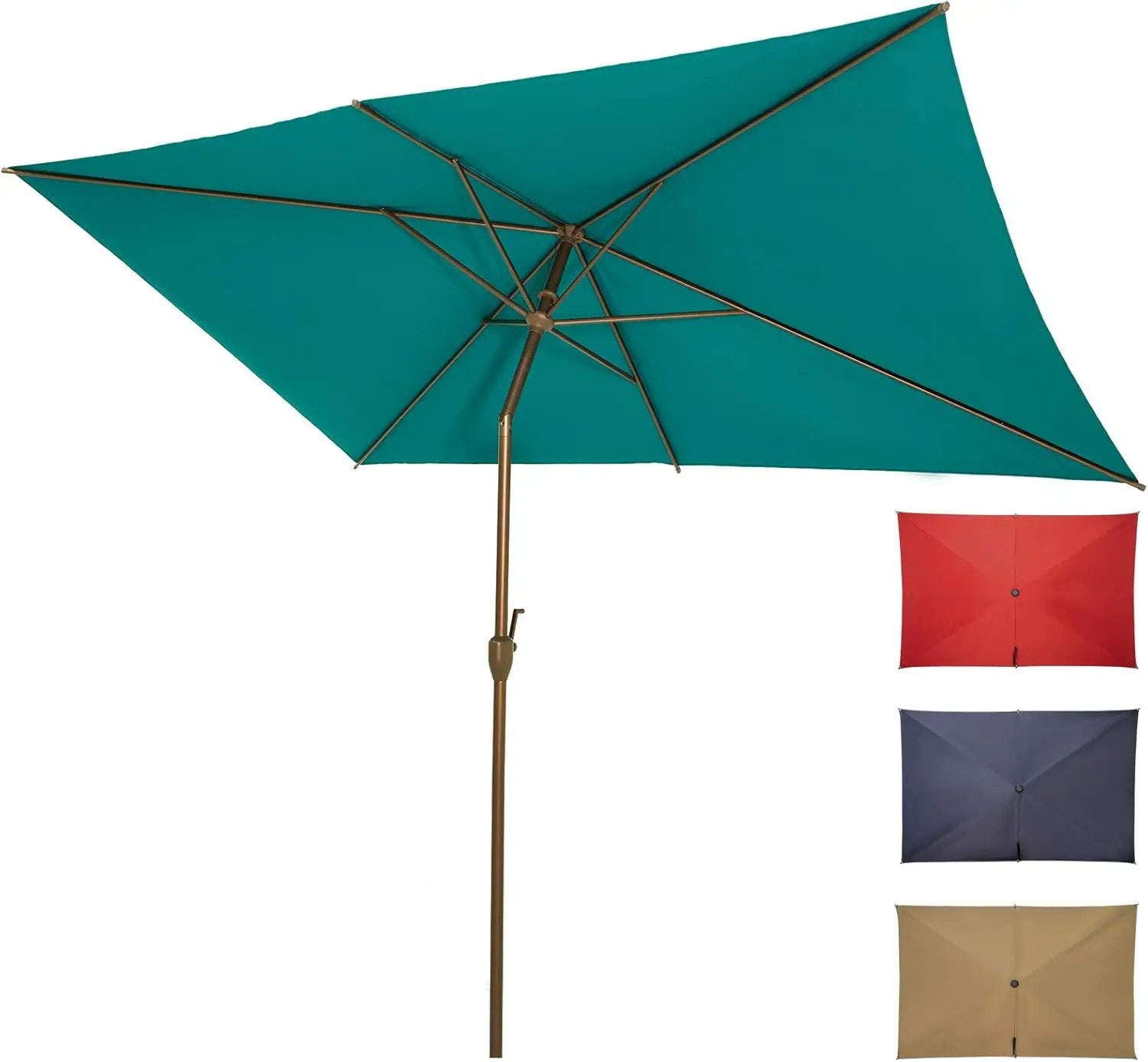 Ogrmar 6.5x10ft Patio Umbrella Rectangular Outdoor Table Umbrella with Crank & Push Button Tilt for Terrace, Backyard, Garden, Courtyard, Swimming Pool, Lawn (Turquoise) by GreenHaven Gardens