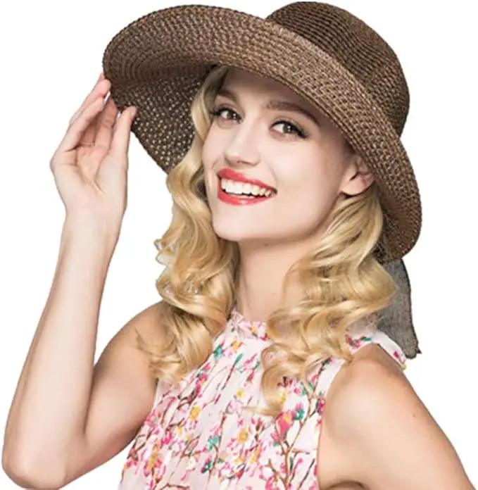 Cyiecw Women Floppy Sun Hats Fashionable Summer Wide Brim Cap BeachStraw Hat UV UPF50 Travel Packable Cotton by GreenHaven Gardens