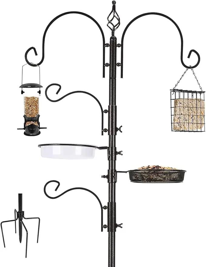 ERYTLLY Bird Feeding Station Kit Bird Feeder Pole Wild Bird Feeder Hanging Kit Planter Hanger Multi Feeder Hanging with Metal Suet Feeder Bird Bath for Attracting Wild Birds by GreenHaven Gardens