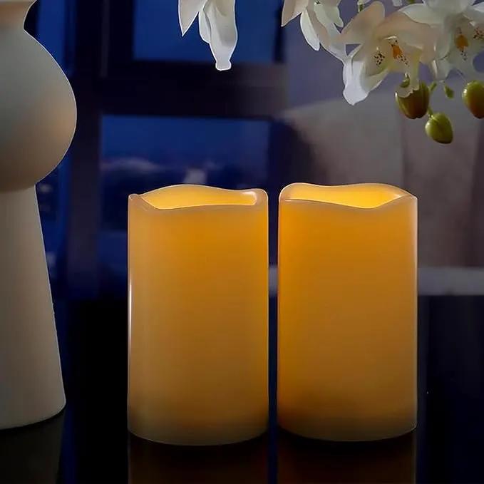 2 Pack 5'' Outdoor Battery Operated Candles with Timer Flameless LED Flickering Candles Waterproof Electric Pillar Decorative Candle for Wedding Party Home Lantern Garden by GreenHaven Gardens