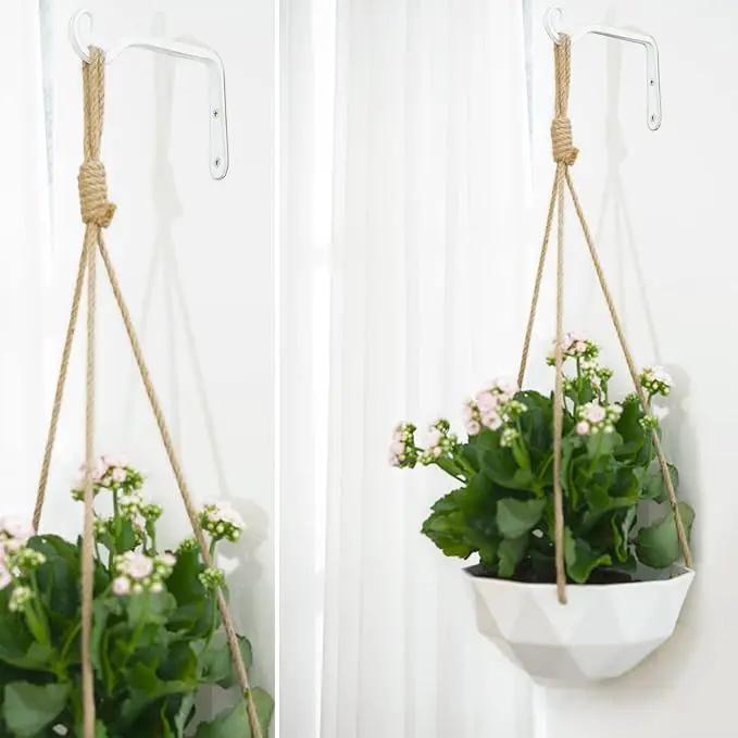 Mkono Hanging Plant Bracket 6 inch Metal Wall Plant Hook Decorative Plant Hanger for Bird Feeders, Planters, Lanterns, Wind Chimes, Home Decor Indoor Outdoor 2 Pack, White by GreenHaven Gardens