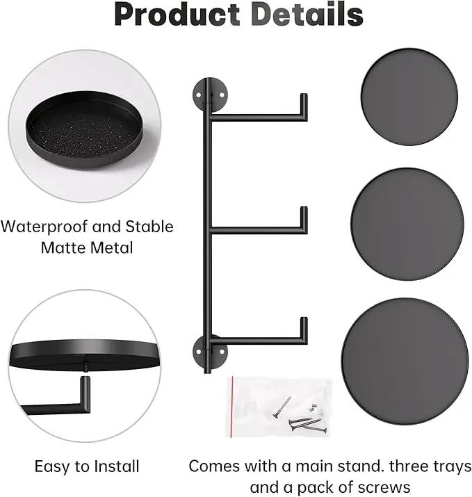 WIndow Rotating Plant Stand Shelf Indoor Black Metal Floating Shelves 3-Tier Wall Mount Plant Holders for Living Room Wall Planter Modern Home Decor for Gardening by GreenHaven Gardens