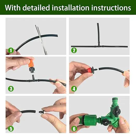 JOPARY 100FT PVC Hose DIY Automatic Flower Waterer Drip Irrigation Kit,Balcony Flower Pot Watering, Smart Watering Drip Irrigation, Irrigation Tubing Hose Adjustable Nozzle Emitters Barbed Fittings by GreenHaven Gardens