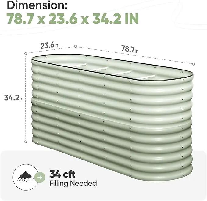 KING BIRD Raised Garden Bed 2.85 ft Tall 9 in 1 Galvanized Planter Garden Box Outdoor for Gardening, Deep Root Vegetables, Flowers 78.7X23.6X34.2 in, Light Green by GreenHaven Gardens