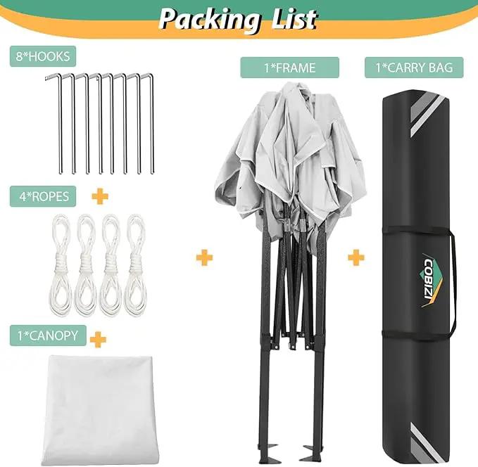 COBIZI 6.6x6.6ft Pop Up Canopy Tent, Heavy Duty Canopy Easy Set up All Weather Waterproof Outdoor Canopy Tent for Parties, Beach, Garden, Camping with 1 Handbag, 3 Adjustable Heights, UPF50+, White by GreenHaven Gardens