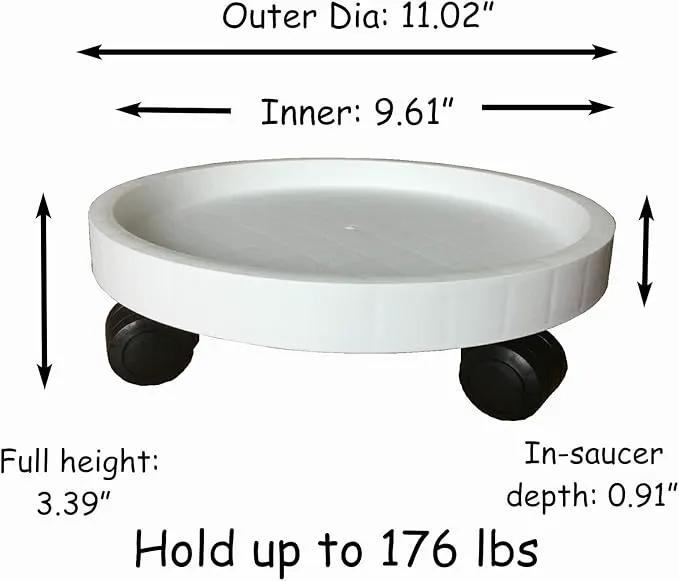 2 Pack of 11 Inch Heavy Duty Plant Caddy with Wheels,Rolling Plant Stand Pot Trolley,Wheeled Planter Saucer Tray,Potted Flower Mover Dolly with Casters Round Coaster for Indoor Outdoor by GreenHaven Gardens