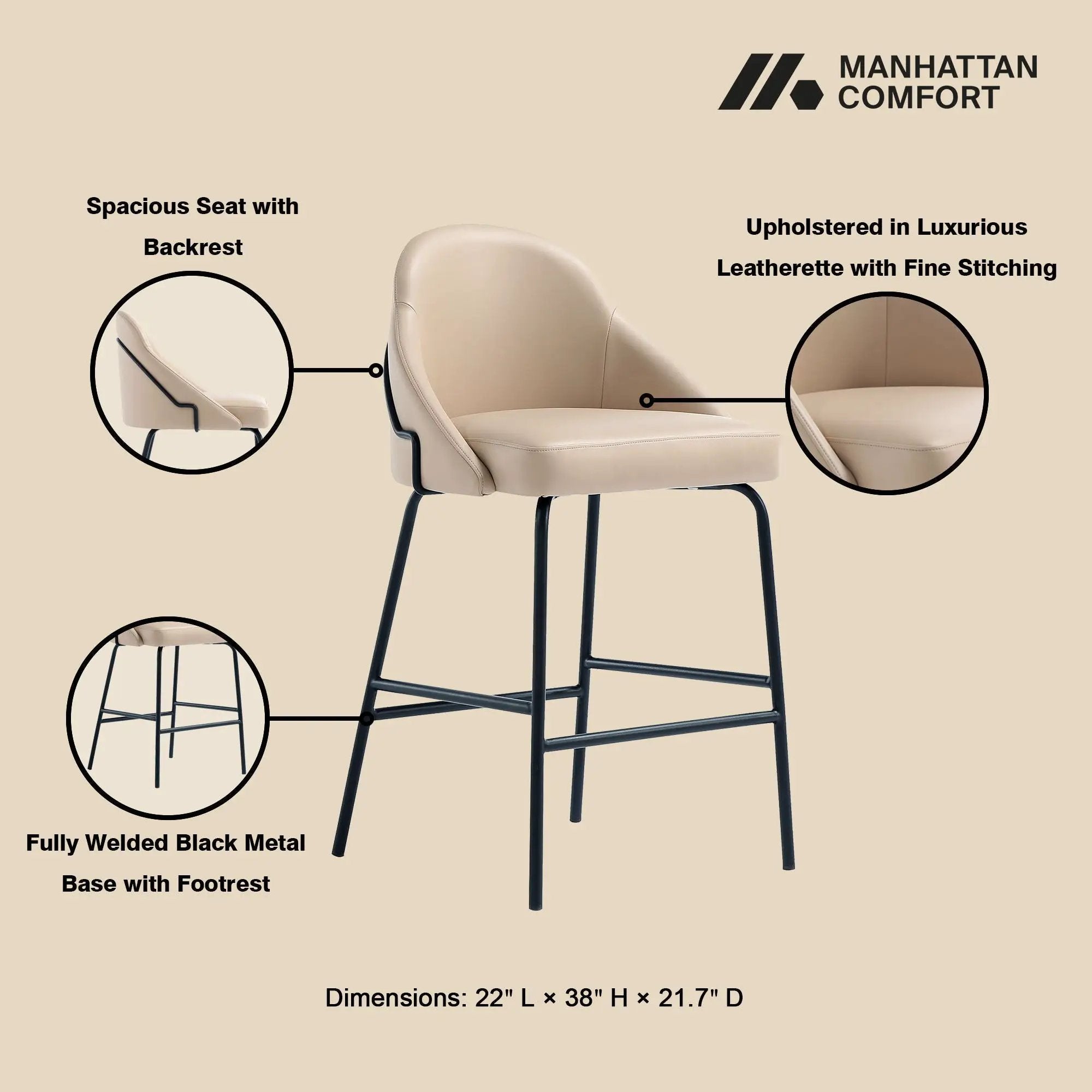 Gracie - Upholstered Counter Stool by HouseOfZazla