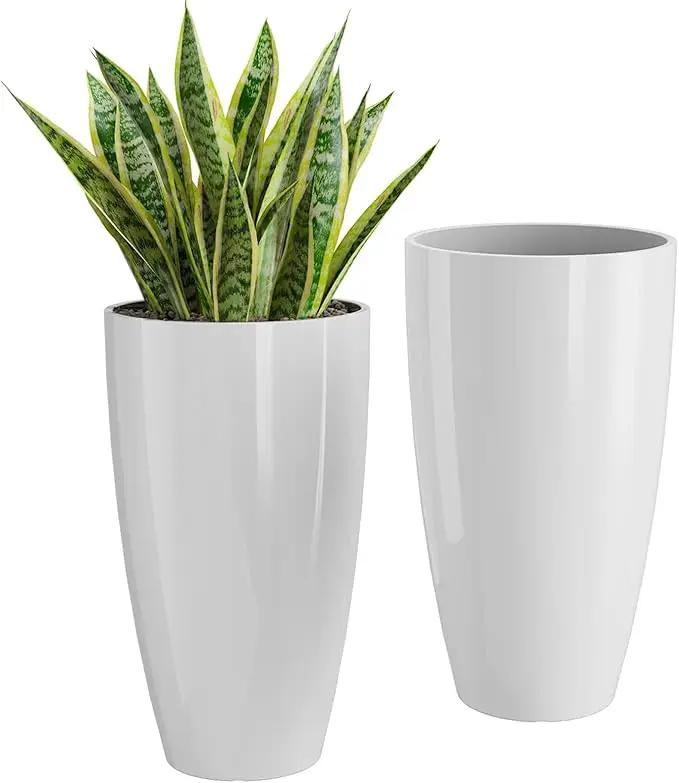 QCQHDU 21 inch Tall Planters for Indoor & Outdoor Plants, 2 Pack Sturdy Plant-Flower-Tree Pots for Front Porch Patio Deck Living Room Decor by GreenHaven Gardens