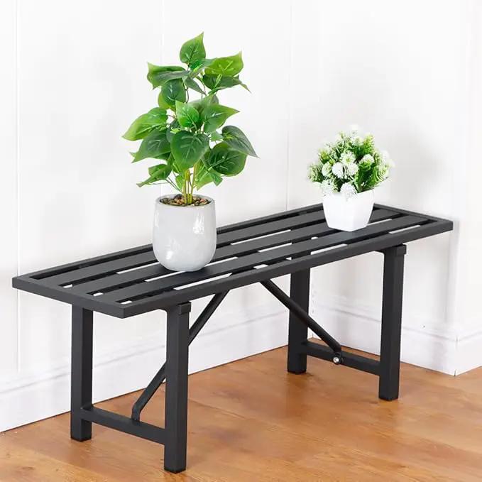 Plant Stand - Indoor/Outdoor Extra-Sturdy Aluminum Plant Stand with 300 LBS Capacity (L37.8 x W11.4 x H13.8 inch) by GreenHaven Gardens