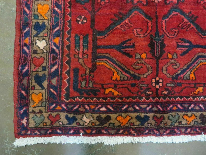 Antique Persian Hamadan Runner 3.4 x 9.7 - Wool, Red and Navy Blue by Jewel Rugs