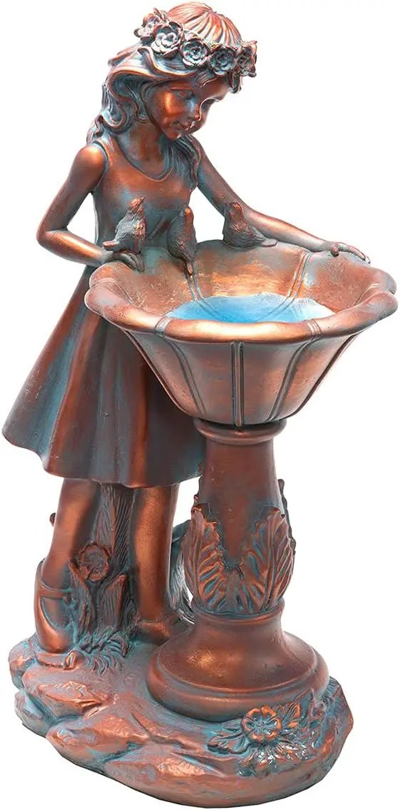 BRECK'S - Outdoor Solar Powered Garden Girl Statue by GreenHaven Gardens