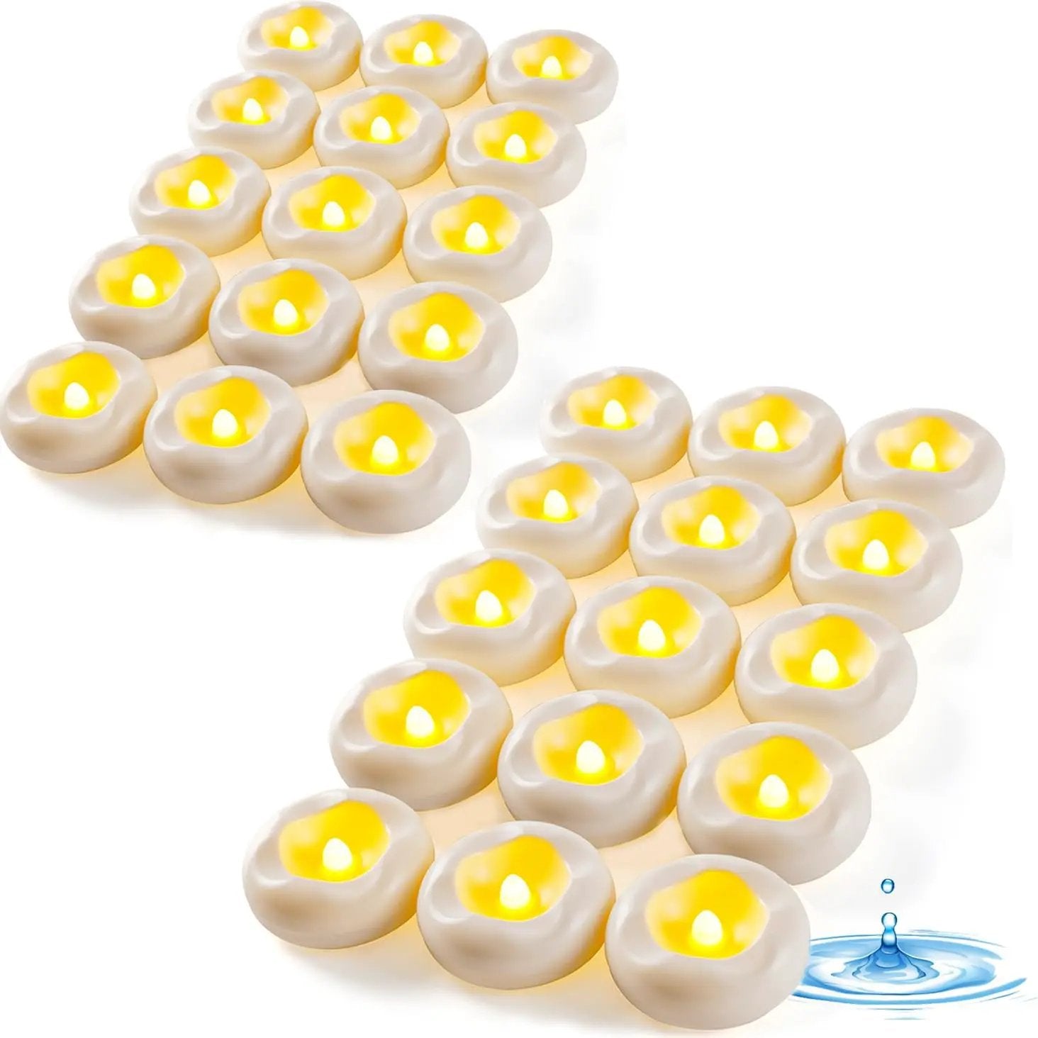 48-Pack 2” Floating Candle, 200 Hour Water Activated Warm White Battery Powered Flameless LED Floating Candle Floating for centerpieces/Bathtub/Pool/Fountain by GreenHaven Gardens