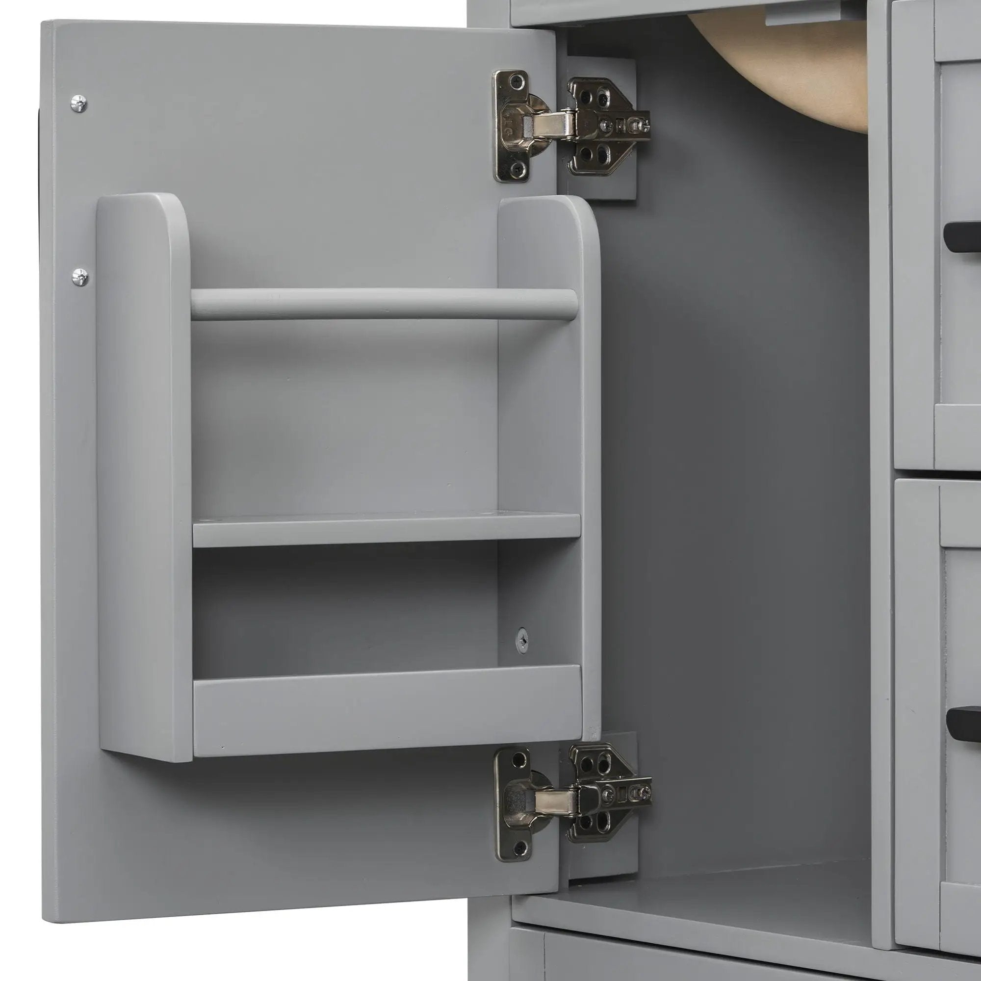 Bathroom Vanity With Sink, Soft Close Door, Double Layer Door Shelf And 3 Drawers - Gray by HouseOfZazla