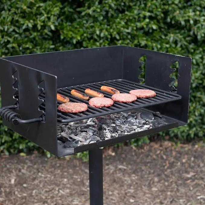 Ash & Ember Park-Style Grill, 384 Sq. In Jumbo Charcoal Grill, Single Post Outdoor Cooking Backyard BBQ, Camp Grilling Barbecues by GreenHaven Gardens