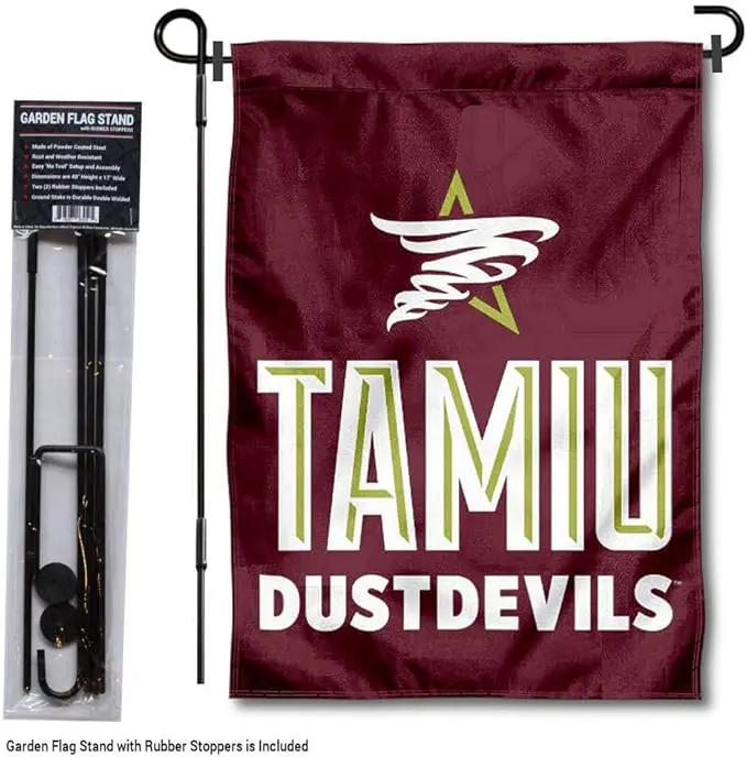 College Flags & Banners Co. Texas A&M International Dustdevils Garden Flag with Pole Stand Holder by GreenHaven Gardens