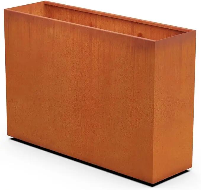 Corten Steel Planter Rectangle Outdoor Metal Garden Box Heavy Duty | Made in USA | Fully Assembled by GreenHaven Gardens