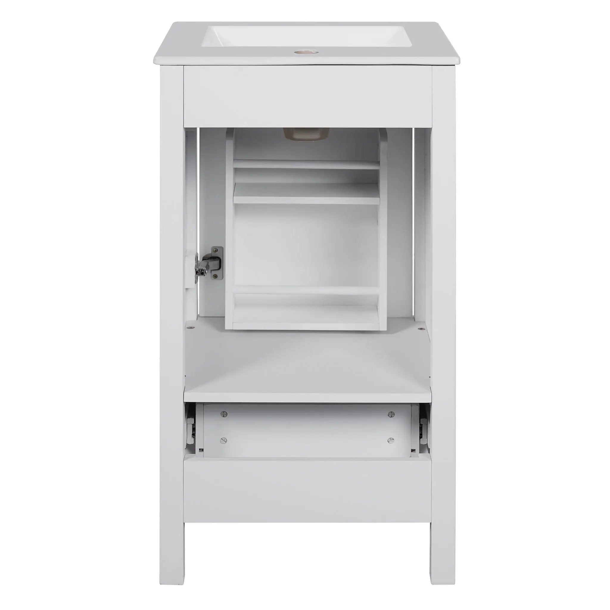 Bathroom Vanity With Ceramic Sink, Soft Close Drawers, Door Organizer, Divider Drawer, Adjustable Foot Pads by HouseOfZazla