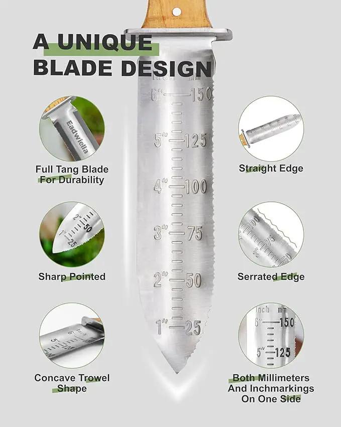 Hori Hori Trowel Knife Japanese Weeding Knife Garden Knife Tool with Sheath for Landscaping Digging, Dividing Plants, Planting Bulbs, Digging Out Weeds, Removing Rocks, Cutting Through Roots by GreenHaven Gardens