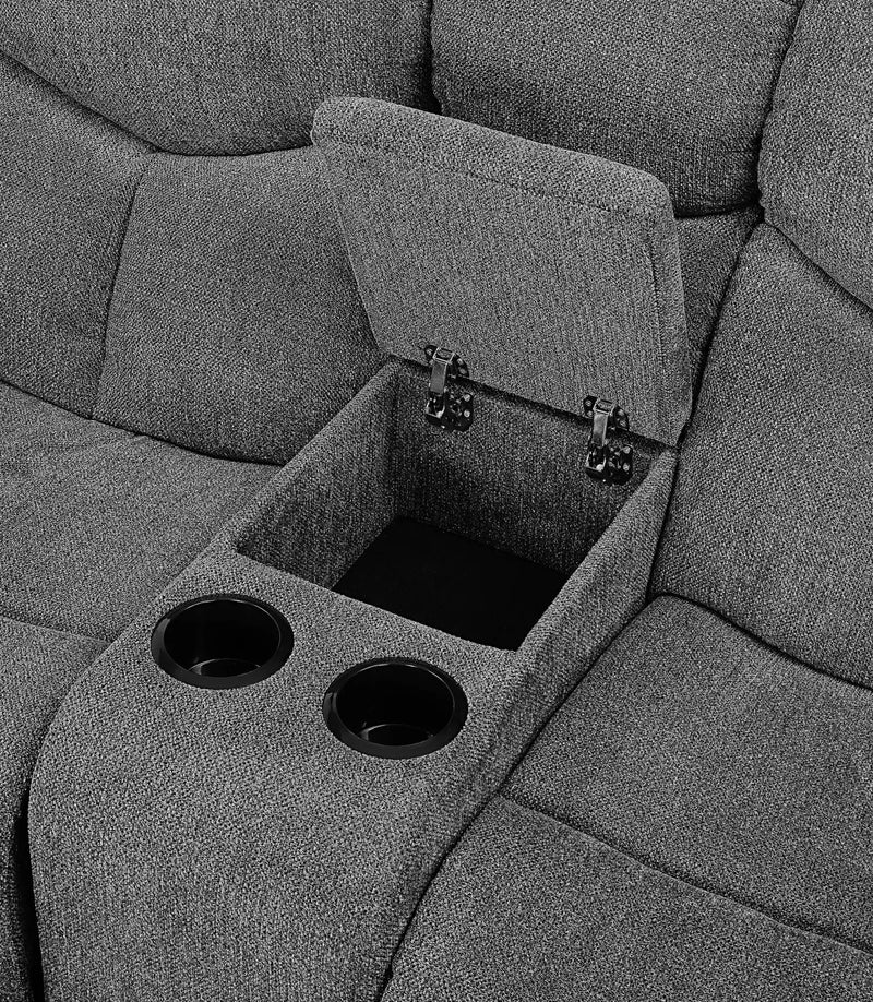 Kalen - Chenille Sofa With Drop Down Table - Gray by Unique Piece Furniture