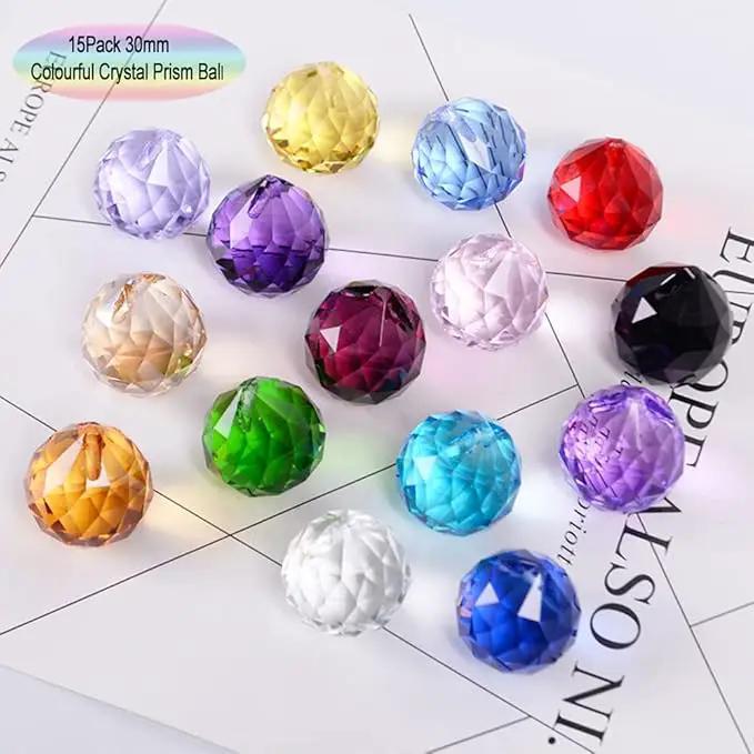 MerryNine 30mm/1.18" 15 Pack Crystal Ball Prism Sun Shine Catcher Rainbow Pendants Maker, Hanging Crystals Prisms for Windows, for Feng Shui (Multicolor) by GreenHaven Gardens