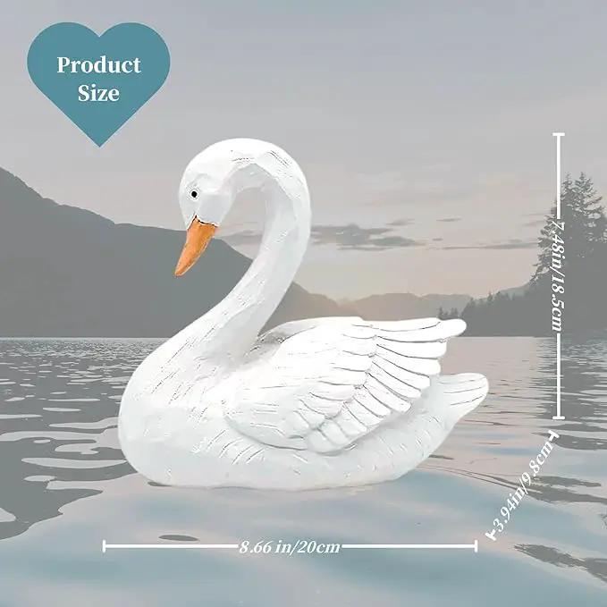 White Swan Figurine - Home Decor Exquisite Sculpture Resin，Artistic White Goose Statue Craft for Elegant Outdoor Garden and Yard Decoration, 7.48 Inches by GreenHaven Gardens