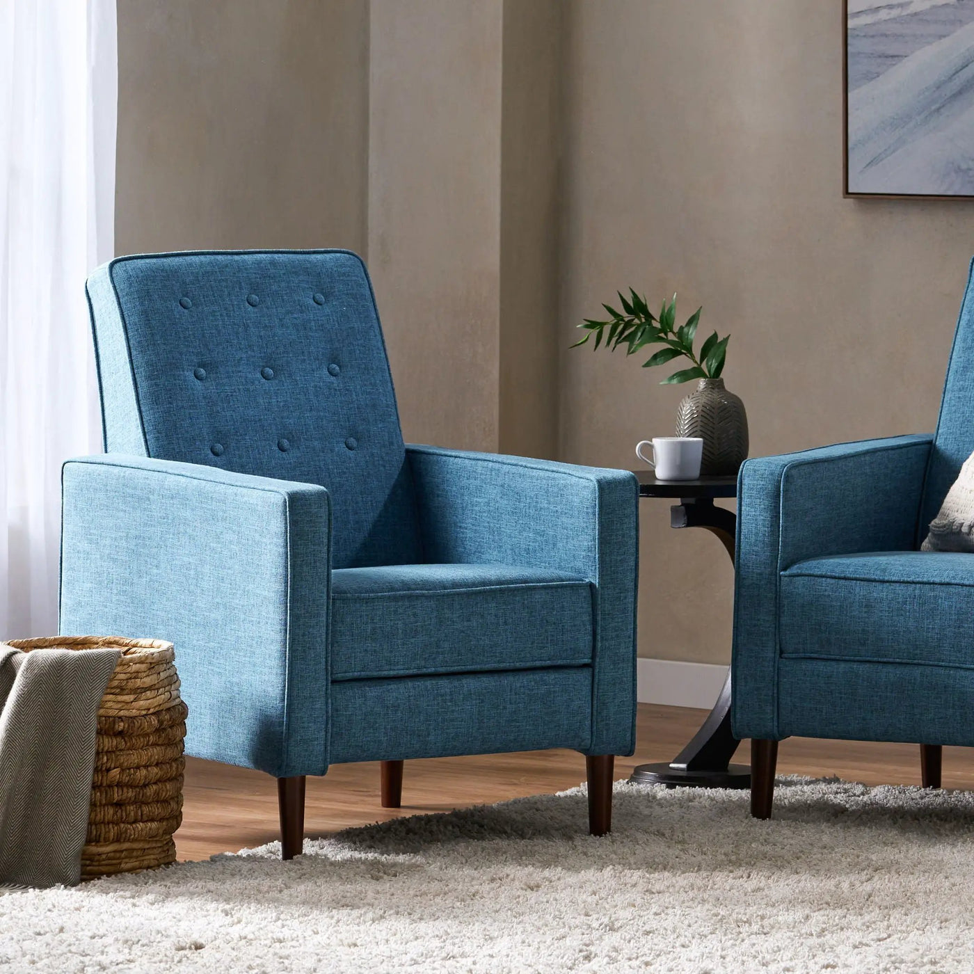 Mid-Century Modern Recliner With Button Tufted Waffle Stitch by Unique Piece Furniture