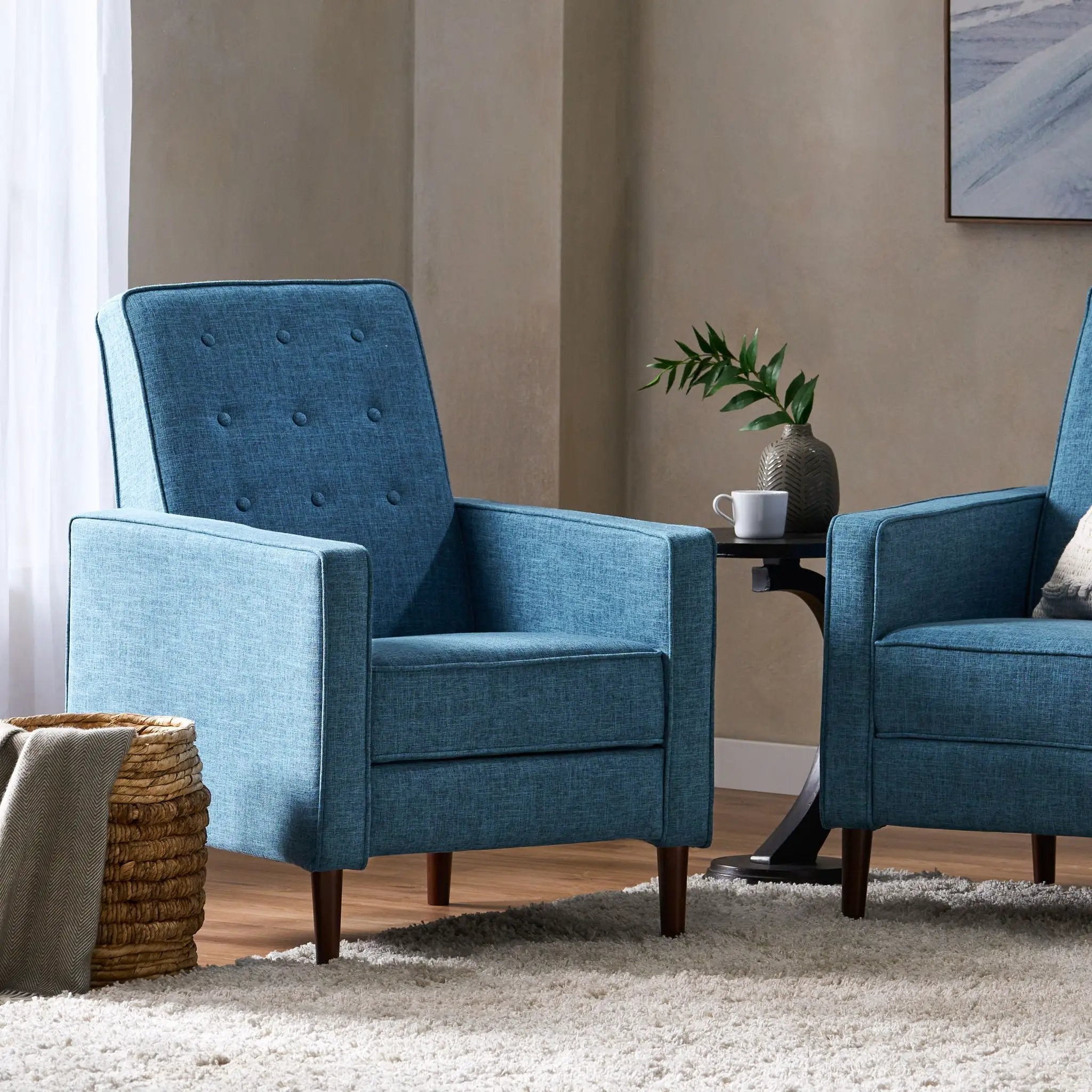 Mid-Century Modern Recliner With Button Tufted Waffle Stitch by Unique Piece Furniture