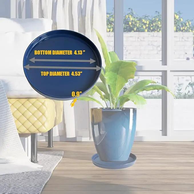 Ceramic Plant Saucer Plant Pot Tray 2 Pack 4.7 6 7 8 9 10 12 13 15 inch Blue, Planter Water Drip Trays for Plant Saucers Indoors, Thick Durable Sturdy Flower Pot Saucers for Glazing Pots Base by GreenHaven Gardens