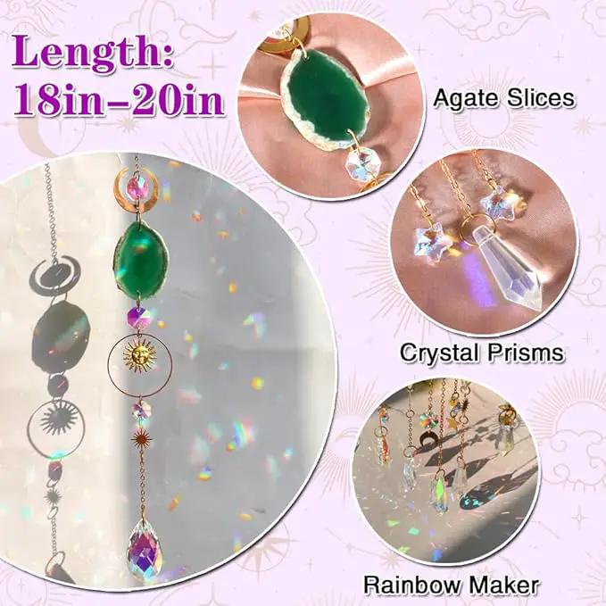 Sun Catcher, 6 pcs Sun Catchers with Crystals Prism Agate Slices Bulk Outdoor Garden Indoor Hanging Decor for Home Car Window Christmas Party Wedding Gift by GreenHaven Gardens