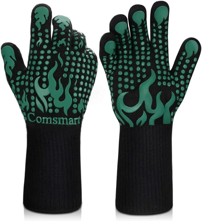 Comsmart BBQ Gloves, 1472 Degree F Heat Resistant Grilling Gloves Silicone Non-Slip Oven Gloves Long Kitchen Gloves for Barbecue, Cooking, Baking, Cutting by GreenHaven Gardens