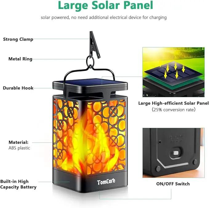TomCare Solar Lights Upgraded Solar Lantern Flickering Flame Outdoor Hanging Lantern Decorative Lighting Solar Powered Waterproof LED Flame Umbrella Lights for Patio Garden Deck Yard, 4 Pack by GreenHaven Gardens
