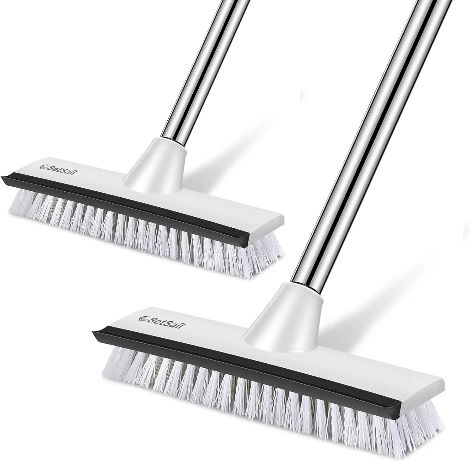 SetSail Floor Scrub Brush with 51-Inch Long Adjustable Handle 2 in 1 Scrape Brush Stiff Bristle Floor Scrubber for Cleaning Shower Bathroom Garage Kitchen Wall Deck Tub Tile, 2 Pack by GreenHaven Gardens