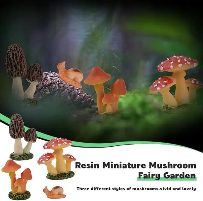 Resin Miniature Mushroom, Miniature Mushroom and Snail Figurine Fairy Mushroom Figurines Fairy Garden Accessories Mushroom Decor Micro Moss Landscape Statues Craft by GreenHaven Gardens