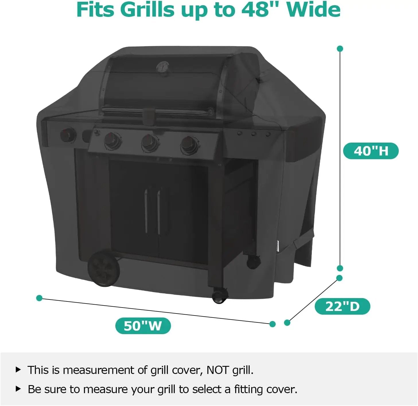 SunPatio Grill Cover 50 Inch, Outdoor Heavy Duty Waterproof Barbecue Gas Cover, UV & Fade Resistant, All Weather Protection Compatible for Weber CharBroil Kenmore Nexgrill Grills and More, Black by GreenHaven Gardens