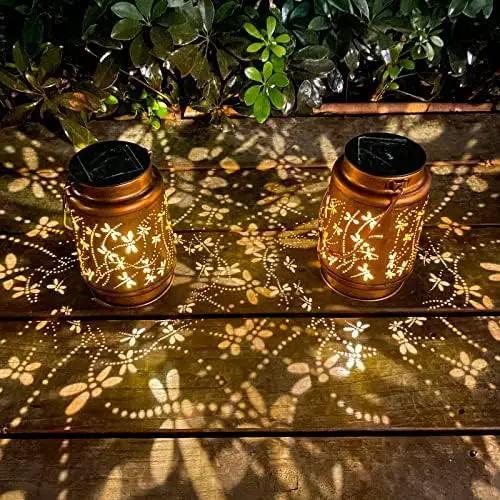 2 Pack Dragonfly Solar Lantern Lights Outdoor Decor, Hanging Metal Decorations Waterproof with LED Light, Landscape Lights for Garden Patio Yard Lawn Backyard Front Porch Gifts for Mom Grandma by GreenHaven Gardens
