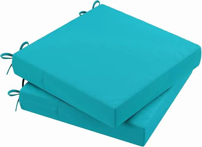 AAAAAcessories Outdoor Seat Cushions for Chairs, Waterproof, Fade-Resistant Patio Furniture Replacement Cushions, 18" x 18" x 2", Set of 2, Turquoise by GreenHaven Gardens