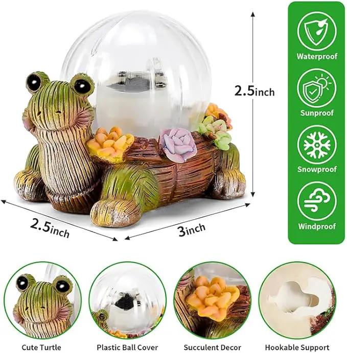 Solar Mini Turtle Garden Statue Lights for Outdoor Decor with Cracked Glass LED Figurine Lighting Resin Succulent Tortoise Decorations for Patio Lawn Yard Home Housewarming Mom Wowen Gifts by GreenHaven Gardens